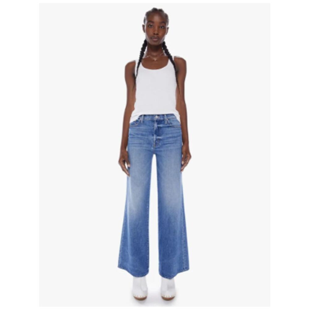 MOTHER Superior Tomcat Roller Jeans 26 Blue High Rise Wide Leg Button Fly Cotton - Picture 2 of 16